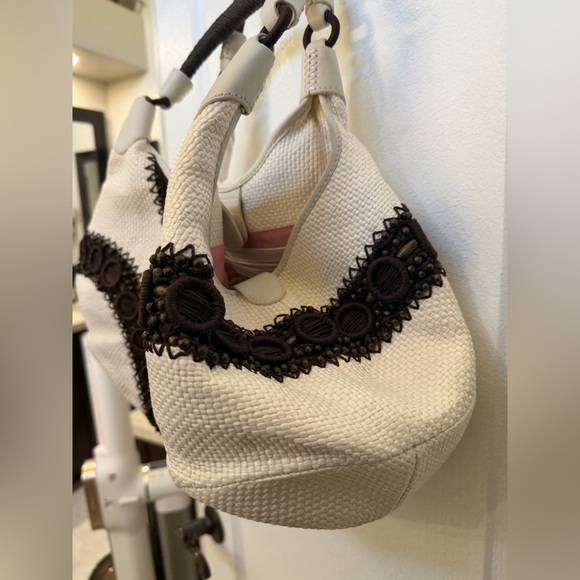 Cole Haan Alyssa straw beaded bag Gorgeous EUC - Picture 7 of 15